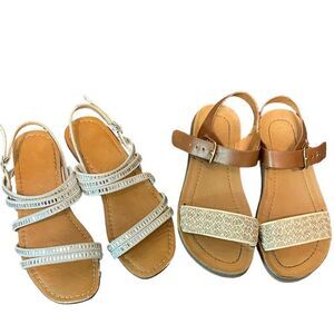 Girls Size 1 Summer Sandals with Straps Set Silver & Gold